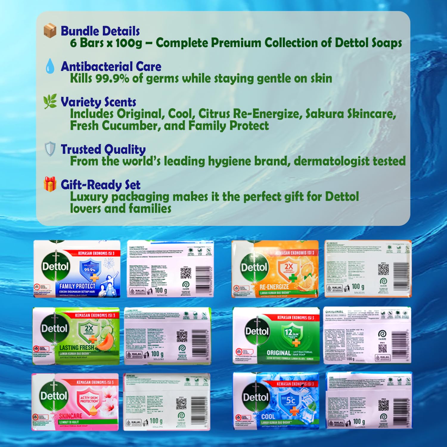 Dettol Soap Bundle Premium Packing – 6 Bars x 100g – Antibacterial